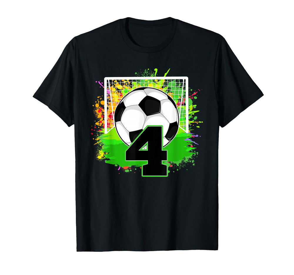 4Th Birthday Soccer 4 Year Old Soccer T-Shirt - Novelty Apparel Men Women