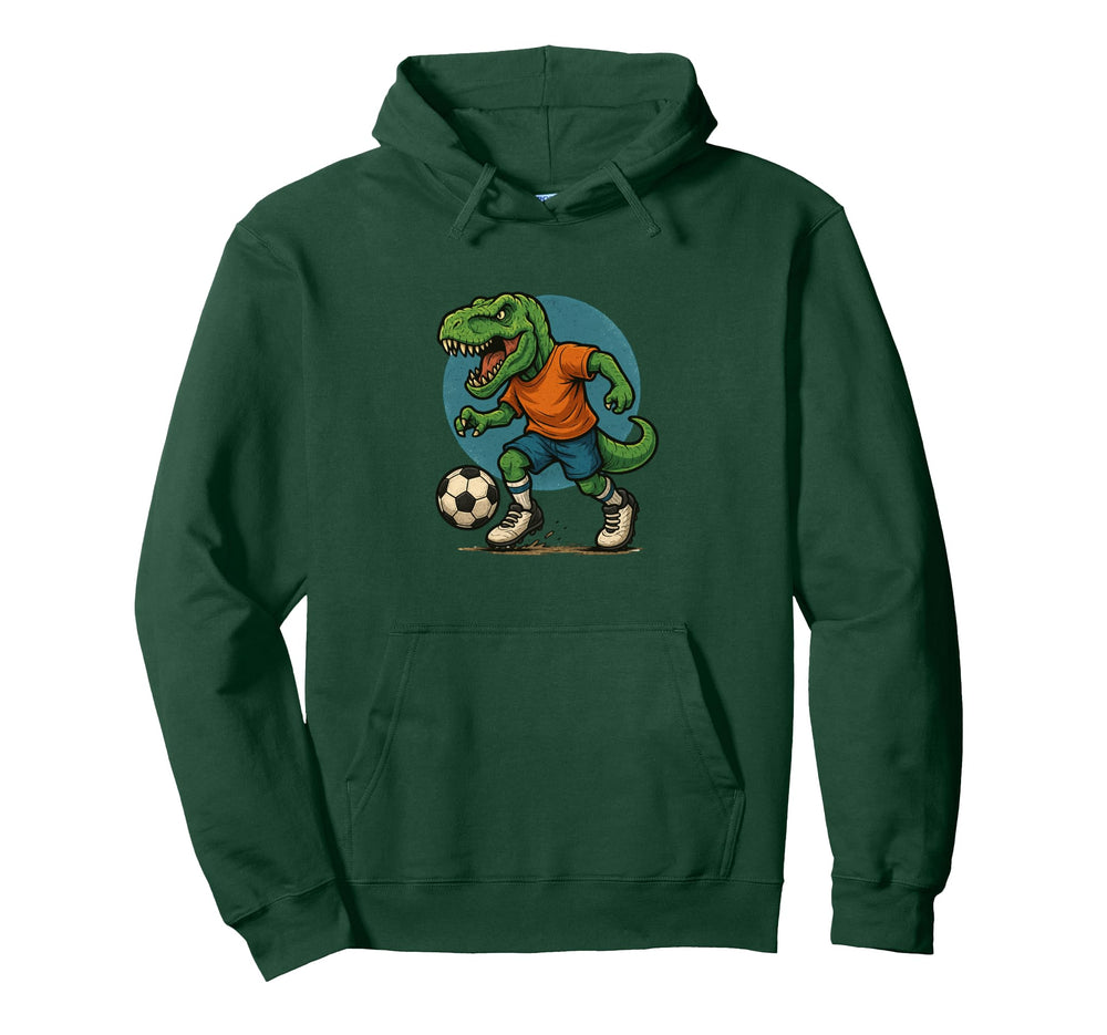 T Rex Dinosaur Soccer Football Hoodie - Novelty Apparel for Adults