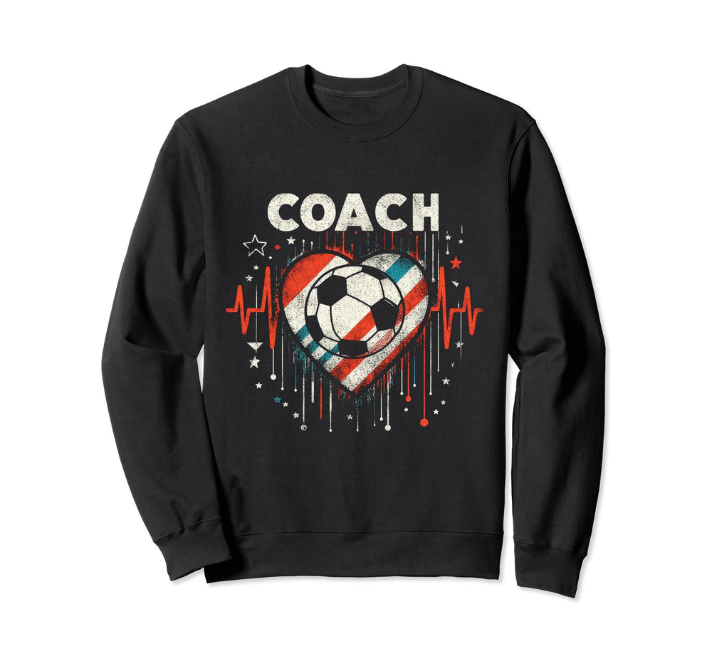 Soccer Coach Training Heart Beat Sweatshirt - Aesthetic Graphic for Adults