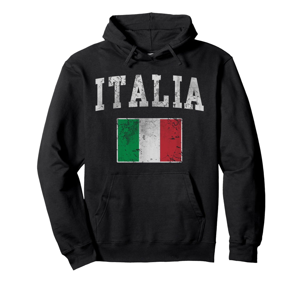 Italia Italian Flag Italy Distressed Hoodie - Novelty Apparel for Adults
