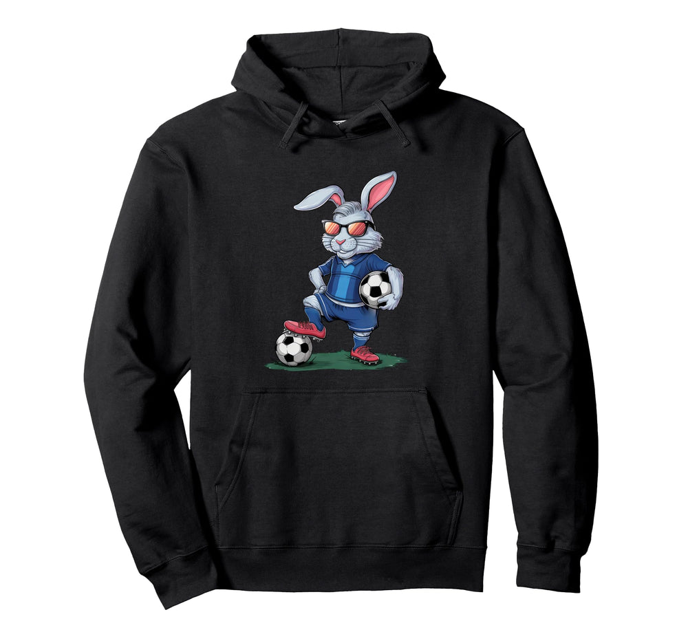 Funny Soccer Rabbit Cartoon Sports Fan Hoodie - Novelty Apparel Men Women