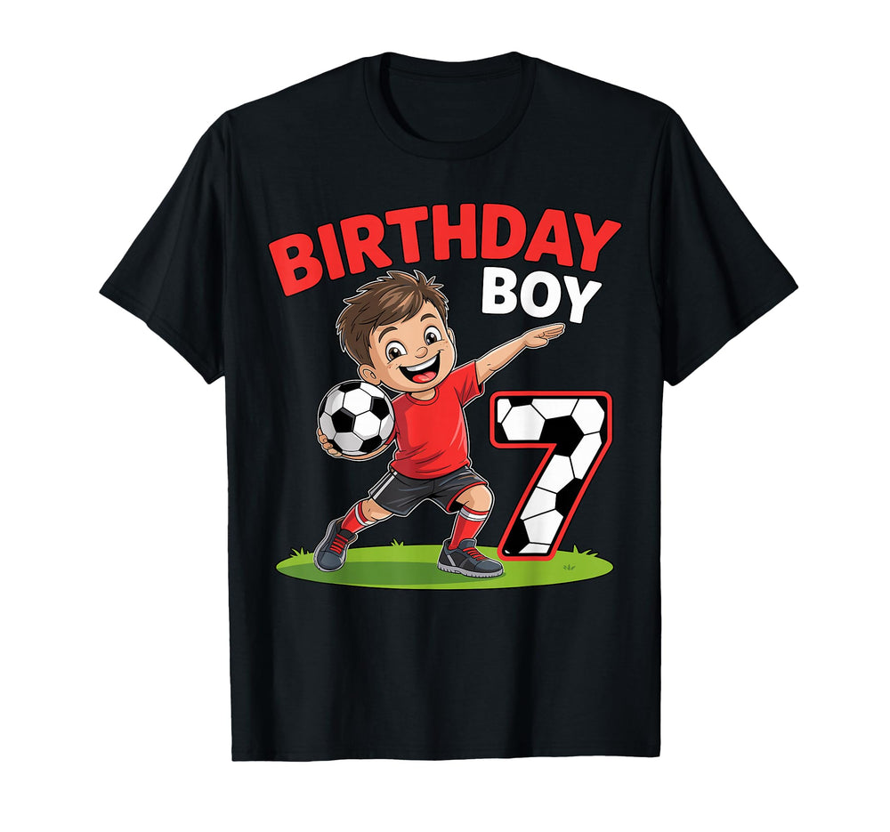 7Th Birthday Soccer Birthday 7 T-Shirt - Streetwear Style Unisex