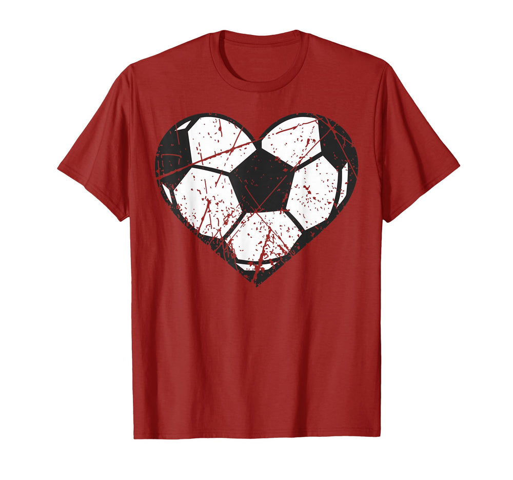Soccer Ball Heart Valentines Day I Love T-Shirt - Graphic Print for Adults