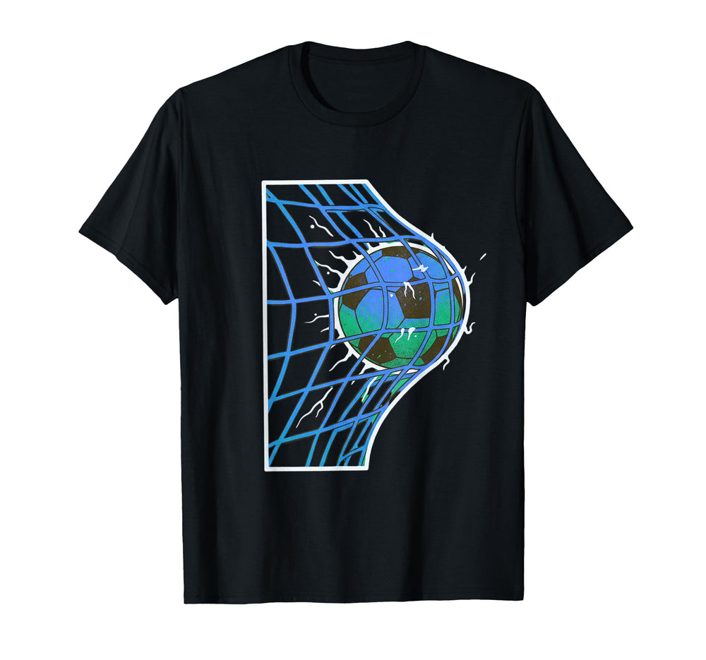 Soccer Ball Hitting Goal Net Action T-Shirt - Aesthetic Graphic for Adults