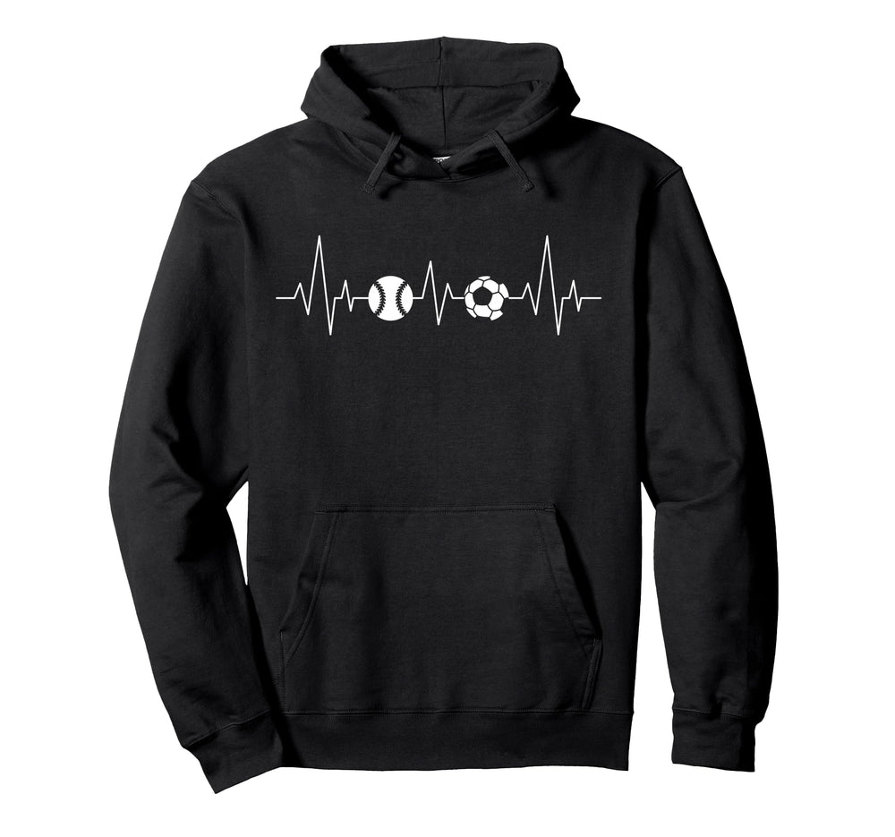 Soccer Baseball Heartbeat Funny Sport Hoodie - Novelty Apparel for Adults