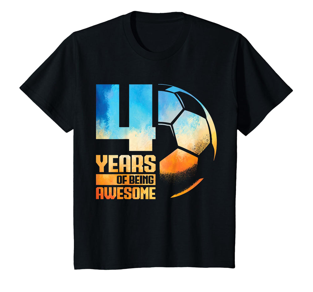 4Th Birthday Soccer Player Football 4 T-Shirt - Trendy Graphic Unisex