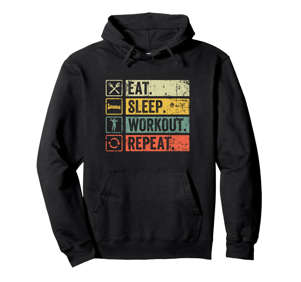 Eat Sleep Workout Repeat Funny Hoodie - Aesthetic Graphic for Adults