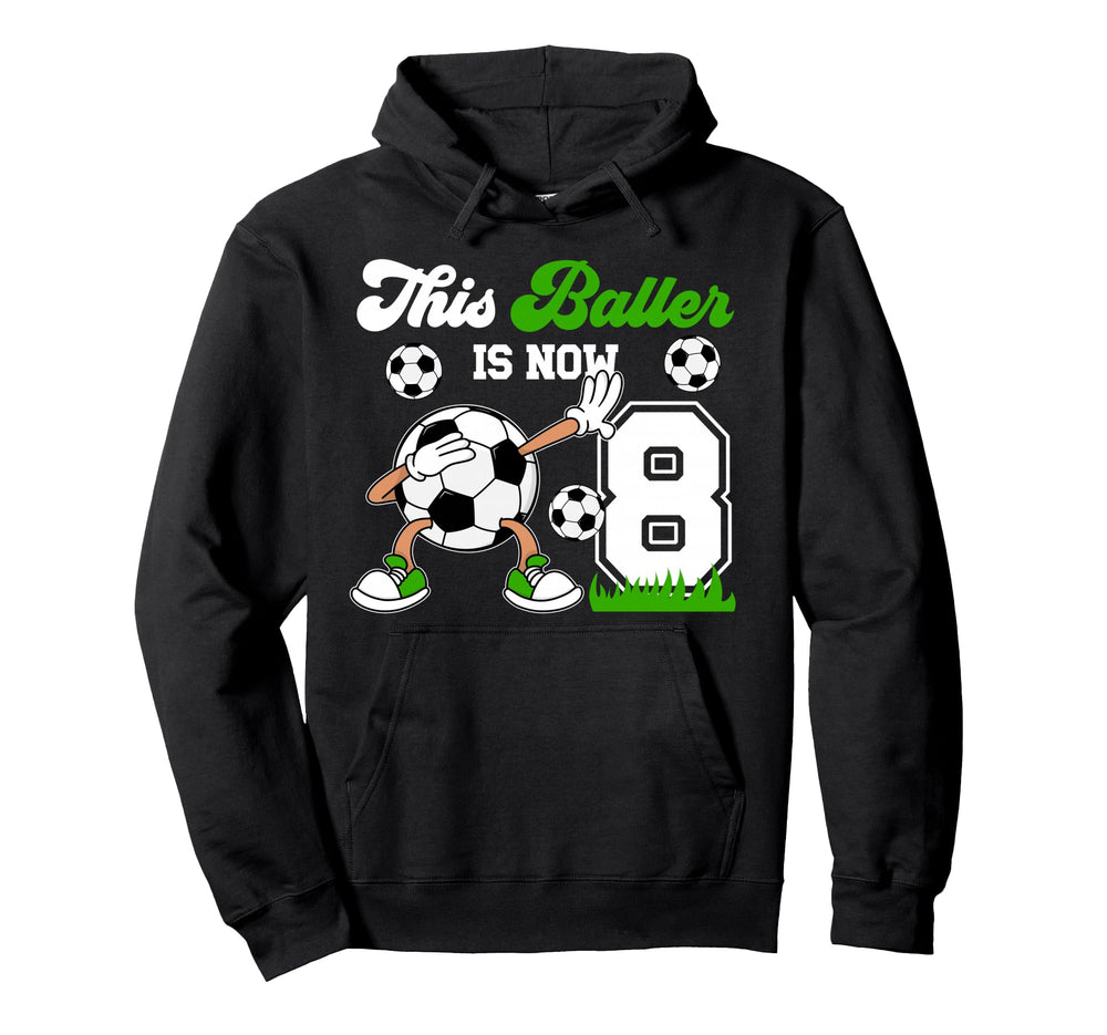8Th Birthday Soccer Eight Year Old Soccer Hoodie - Graphic Print Unisex