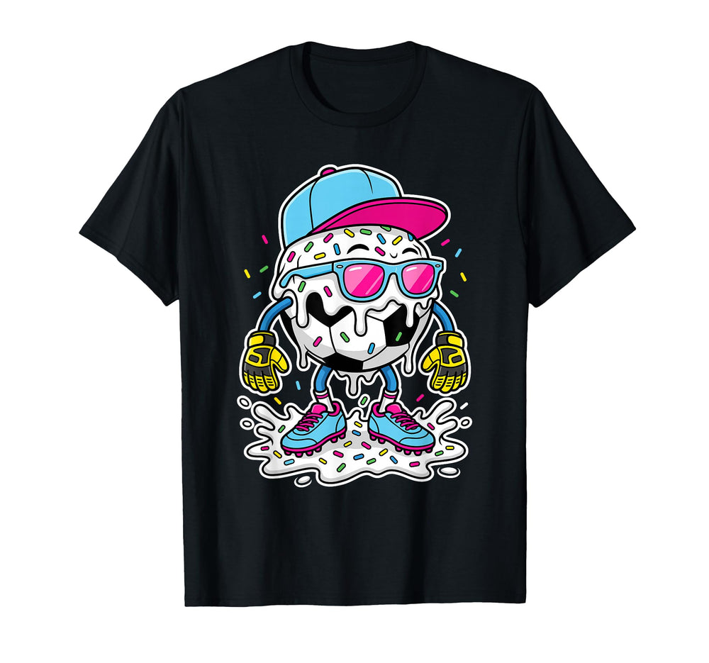 Soccer Ball Melting Ice Cream Drip T-Shirt - Streetwear Style for Adults