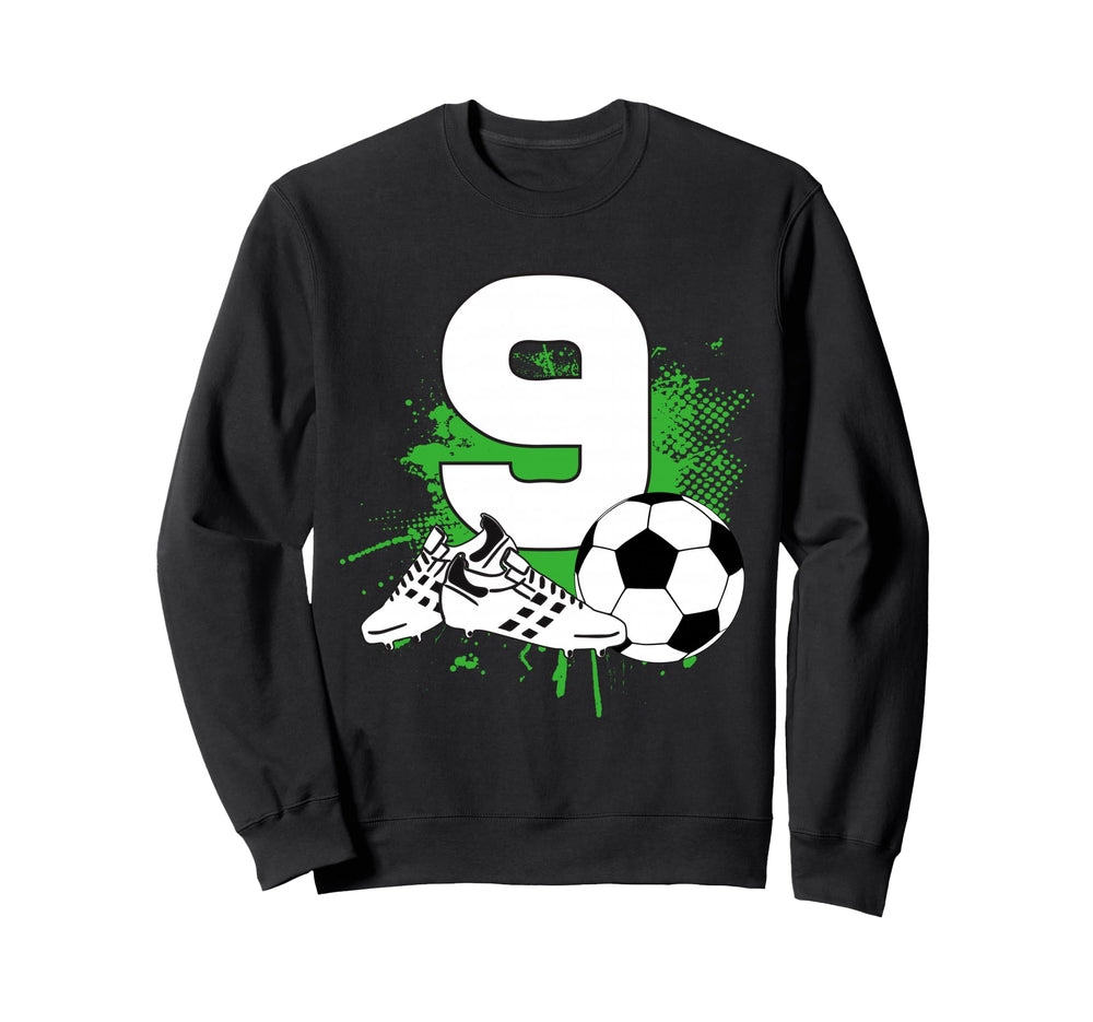 9Th Birthday 9 Years Soccer Sweatshirt - Custom Art Print for Adults
