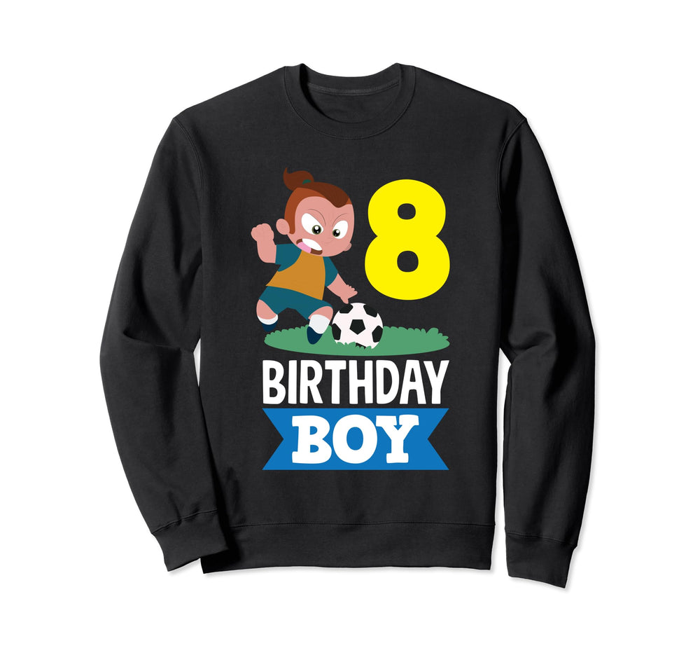 8Th Birthday 8 Years Soccer Sweatshirt - Minimalist Print for Adults