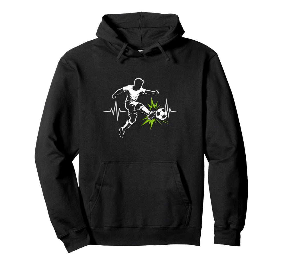 Energetic Soccer Player Heartbeat Pulse Art Hoodie - Unique Graphic Unisex