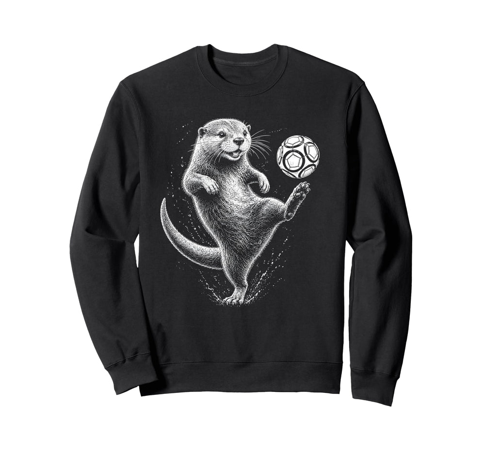 Funny Otter Juggling Soccer Ball Sweatshirt - Aesthetic Graphic Unisex