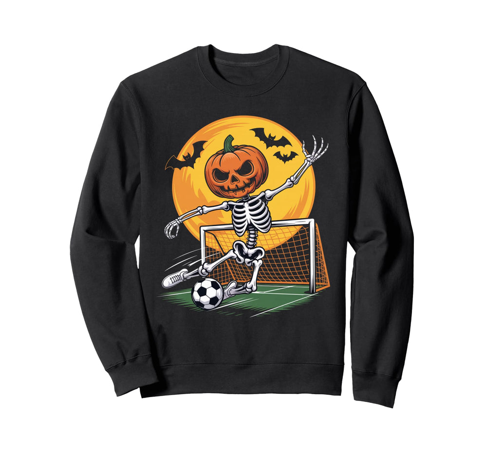 Pumpkin Skeleton Goalie Soccer Sweatshirt - Custom Art Print Unisex