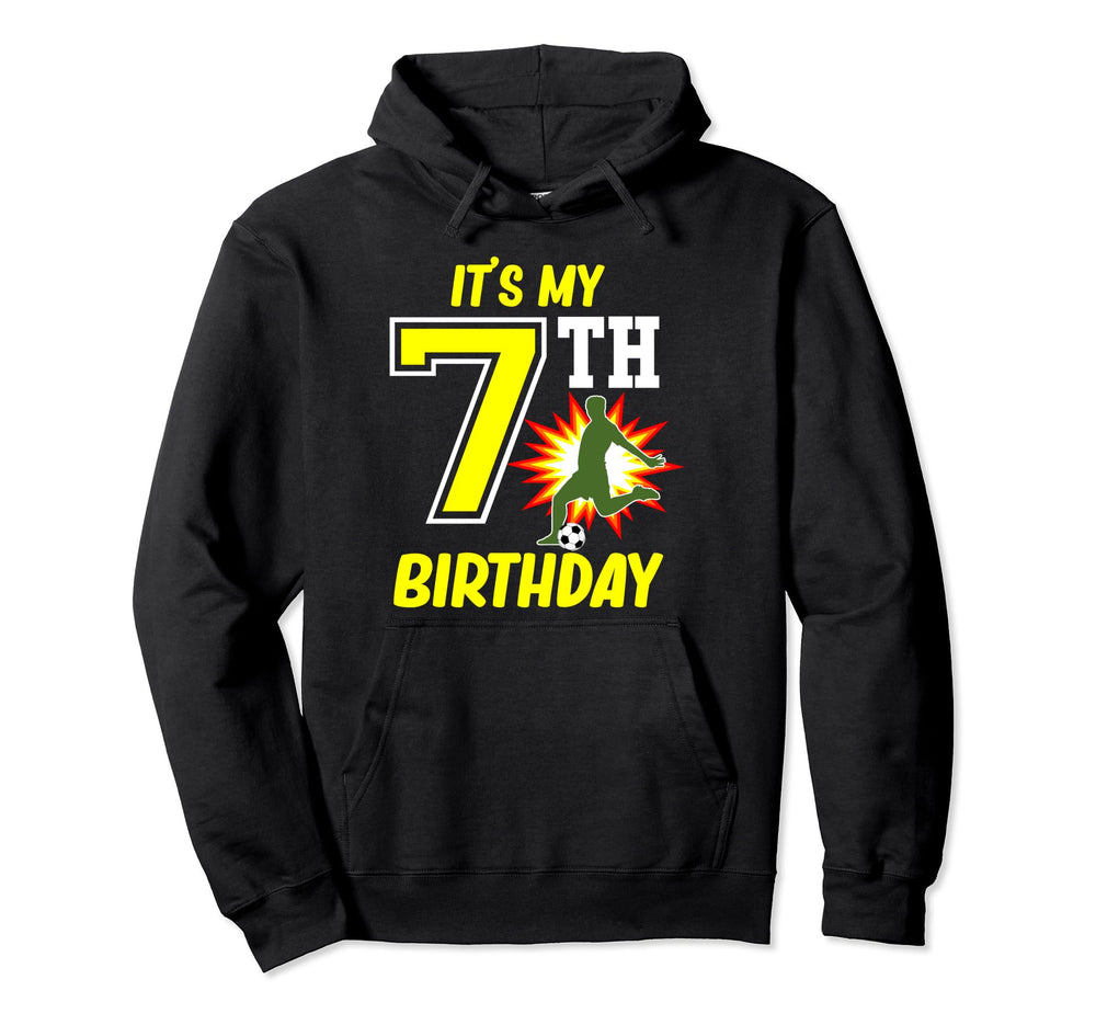 Soccer Player 7Th Birthday Football Sports Hoodie - Trendy Graphic Unisex