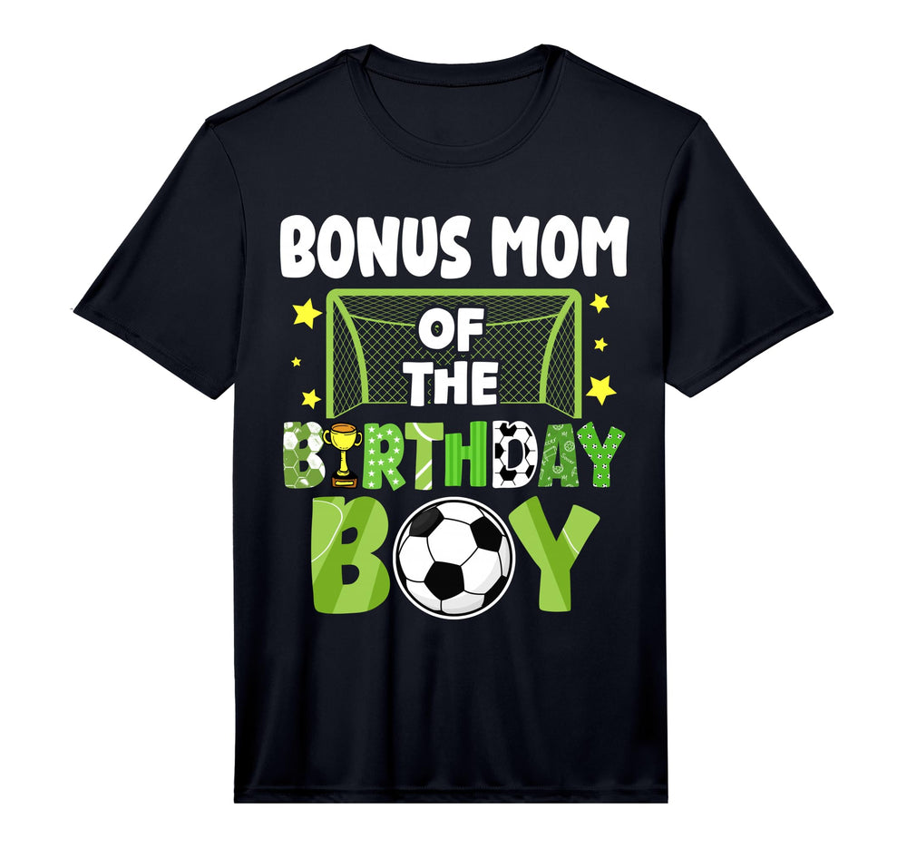 Mens Soccer Bonus Mom Birthday Party T-Shirt - Minimalist Print for Adults