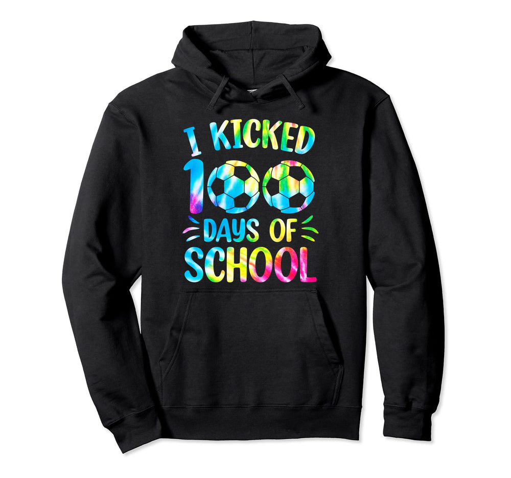I Kicked 100 Days School Soccer Tie Hoodie - Minimalist Print Men Women