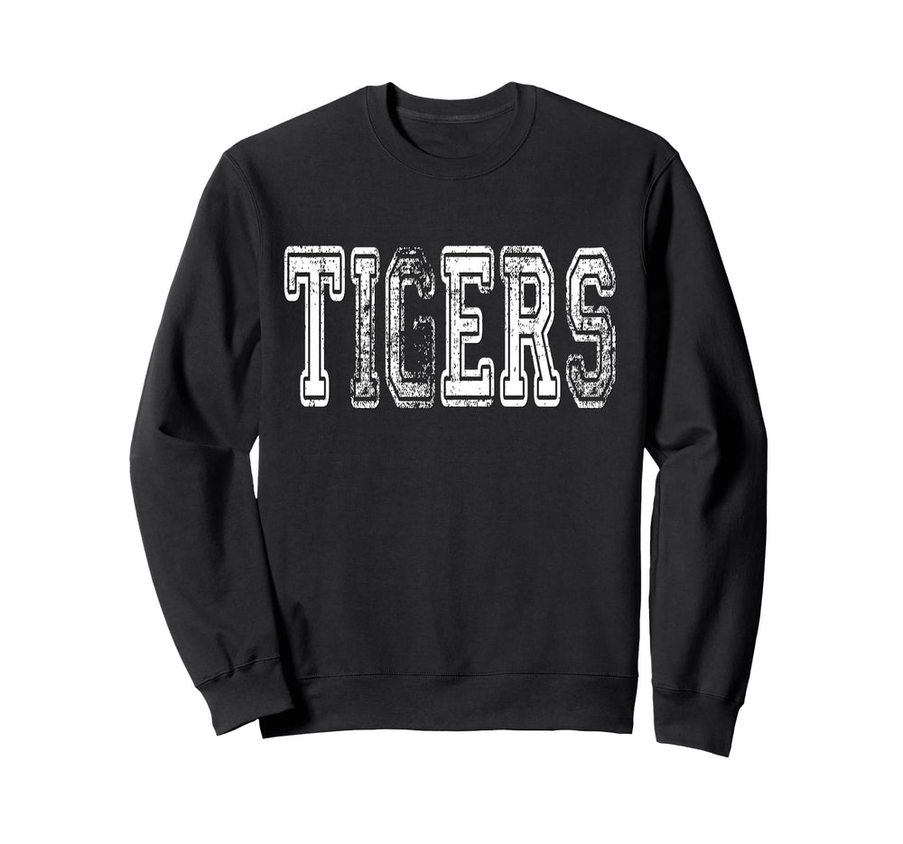 Tigers Mascot Distressed School Sweatshirt - Custom Art Print Unisex