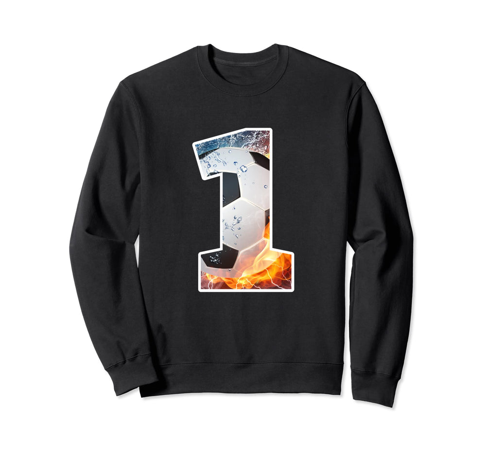 1St Birthday Party Soccer Number 1 Year Sweatshirt - Trendy Graphic Unisex