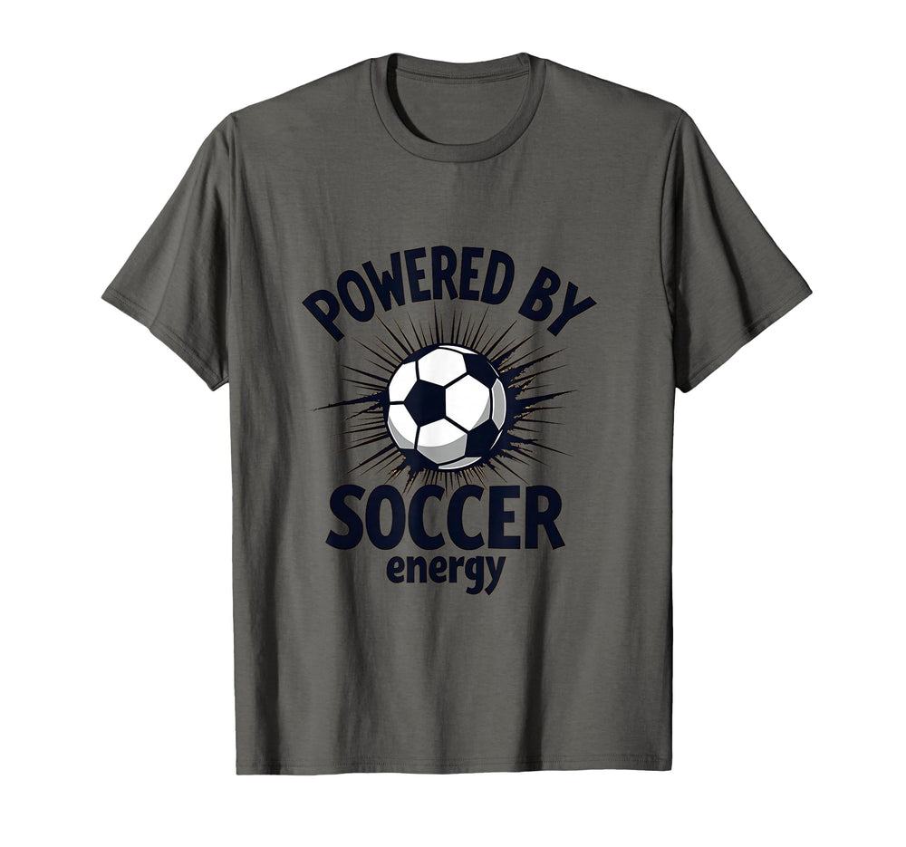 Powered Soccer Energy Athletic T-Shirt - Fun Novelty Design for Adults