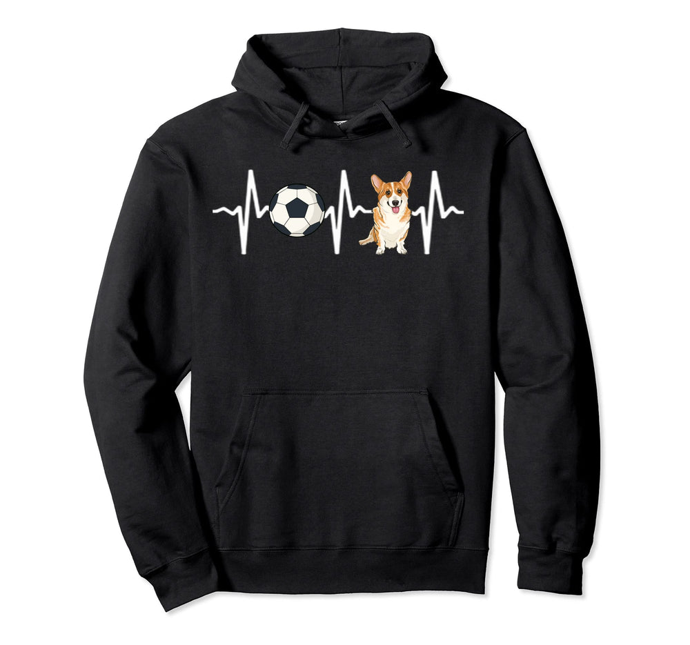 Soccer Pembroke Welsh Corgi Heartbeat Hoodie - Casual Everyday Wear Unisex