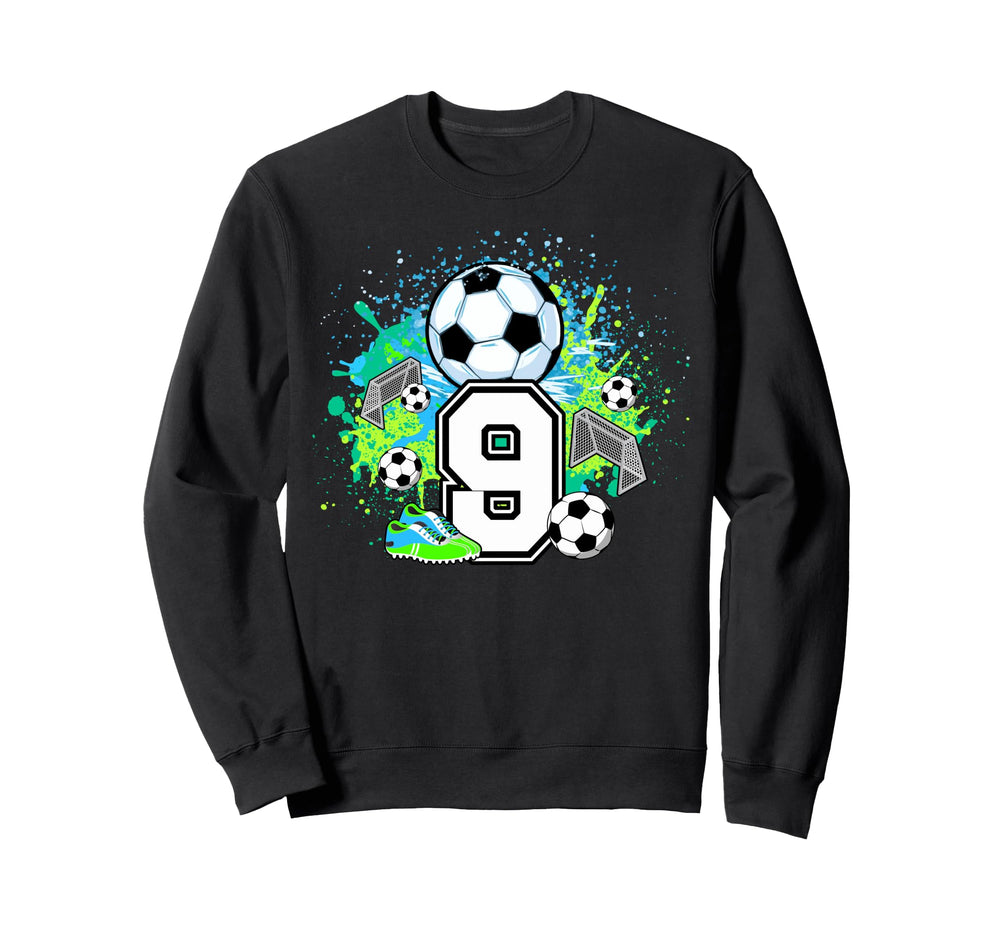 9Th Soccer Birthday Party 9 Year Old Sweatshirt - Novelty Apparel Unisex