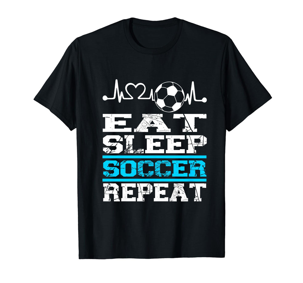 Eat Sleep Soccer Repeat Heartbeat T-Shirt - Aesthetic Graphic Men Women