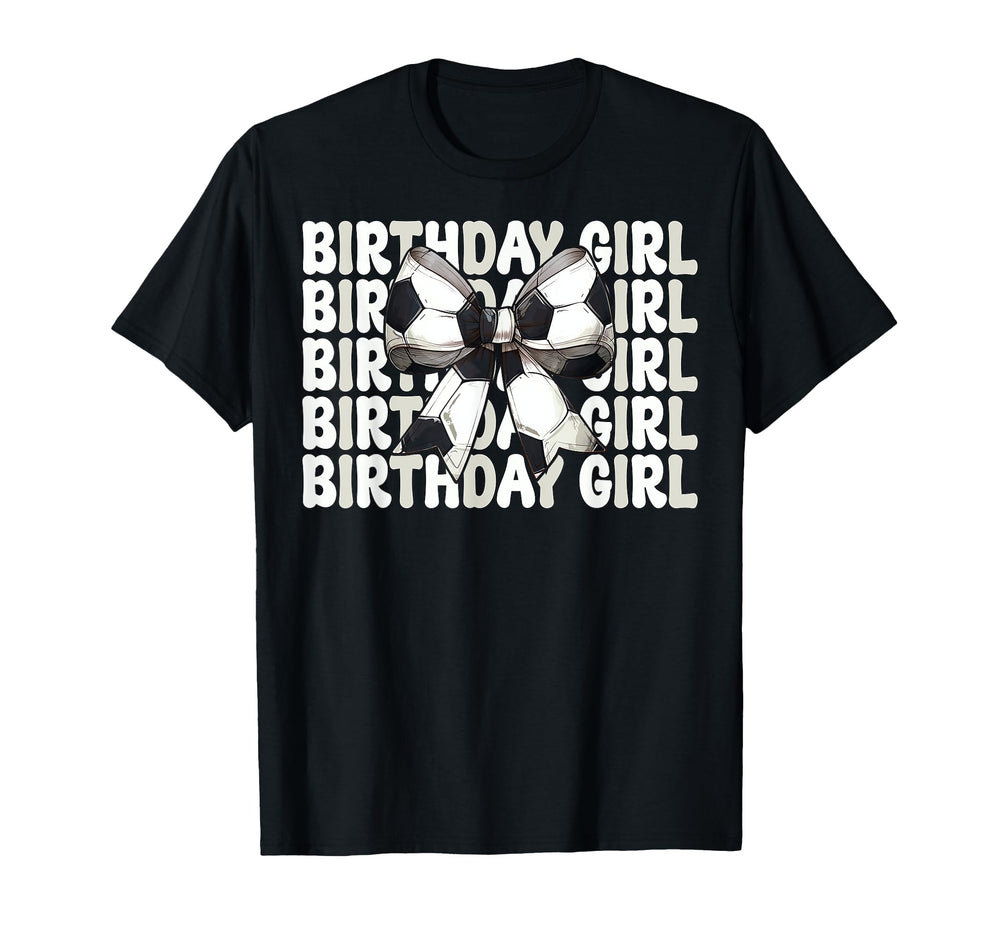 Birthday Soccer Coquette Bow T-Shirt - Graphic Print for Adults