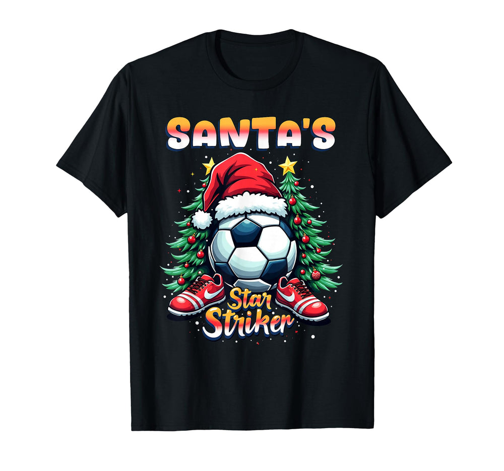 Santas Star Striker Funny Soccer T-Shirt - Streetwear Style Men Women