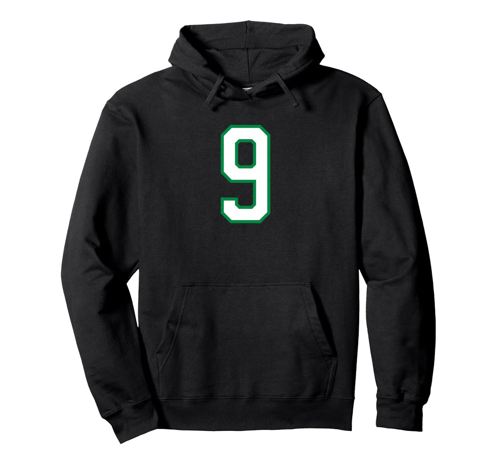 White Green Sport Team Number 9 Hoodie - Novelty Apparel Unisex