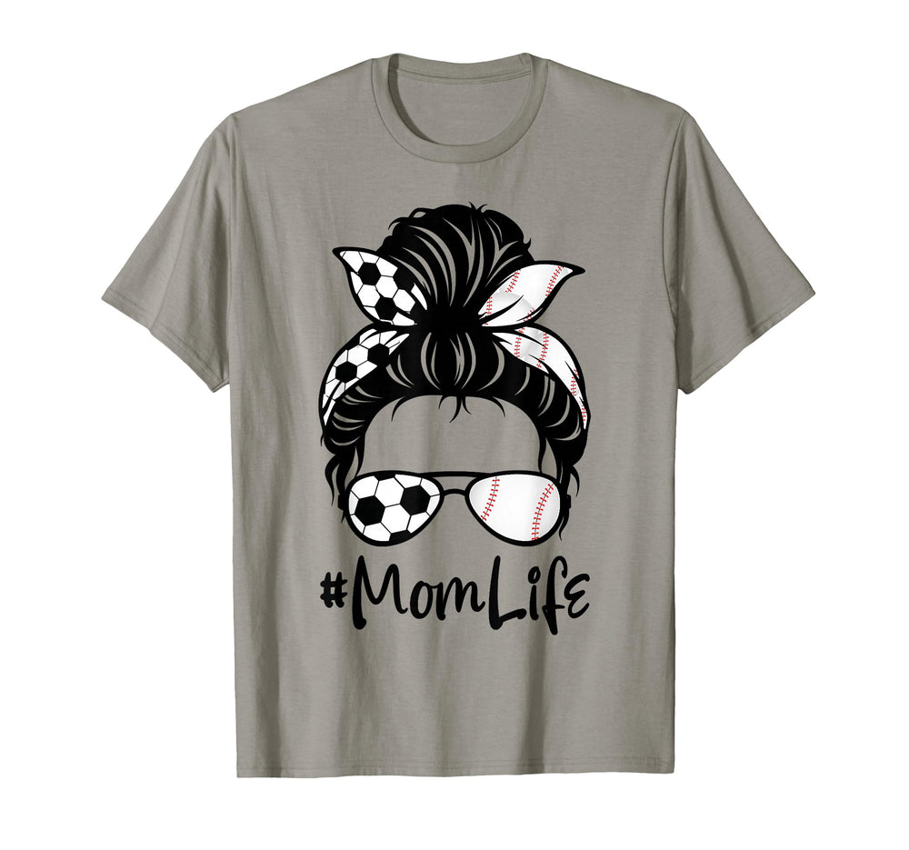 Womens Mom Life Soccer Messy Bun T-Shirt - Custom Art Print Unisex