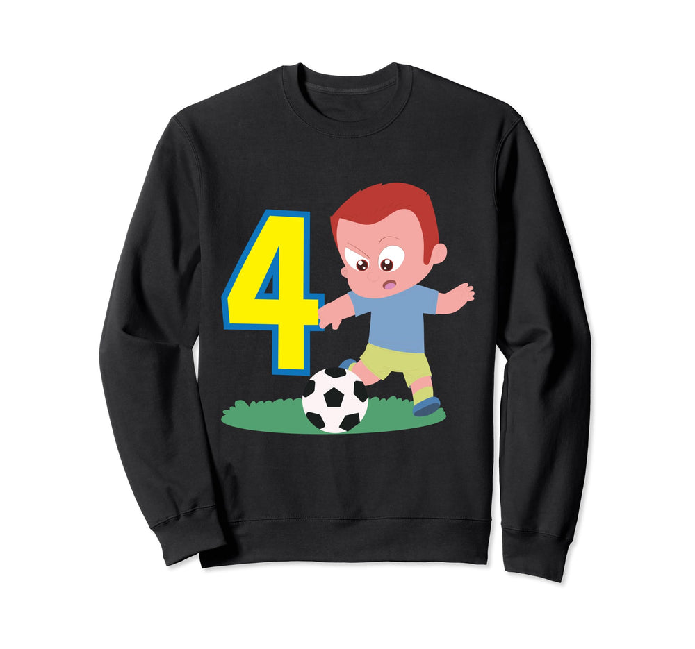 4Th Birthday 4 Years Soccer Football Sweatshirt - Custom Art Print Unisex