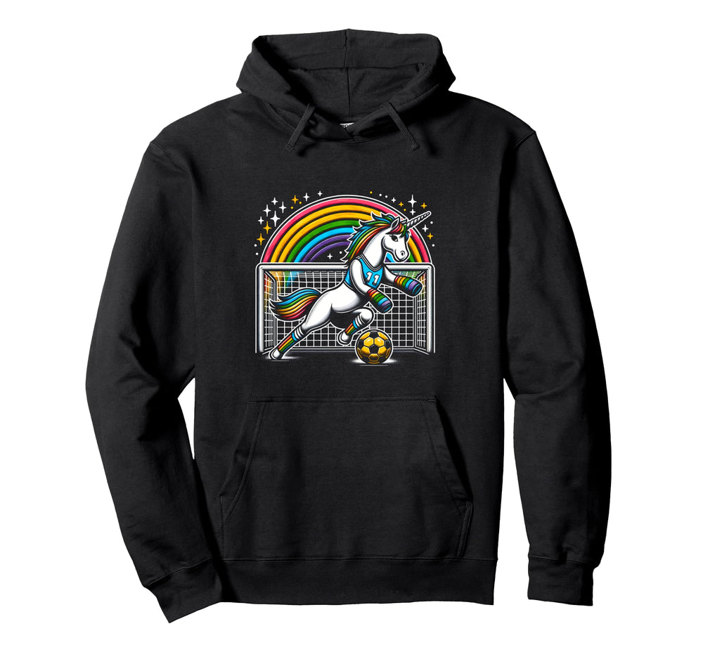 Unicorn Playing Soccer Goalie Keeper Hoodie - Graphic Print Men Women