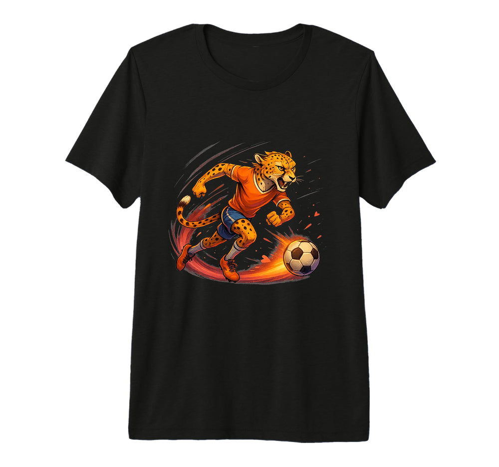 Fast Cheetah Striker Soccer Sprint T-Shirt - Minimalist Print for Adults
