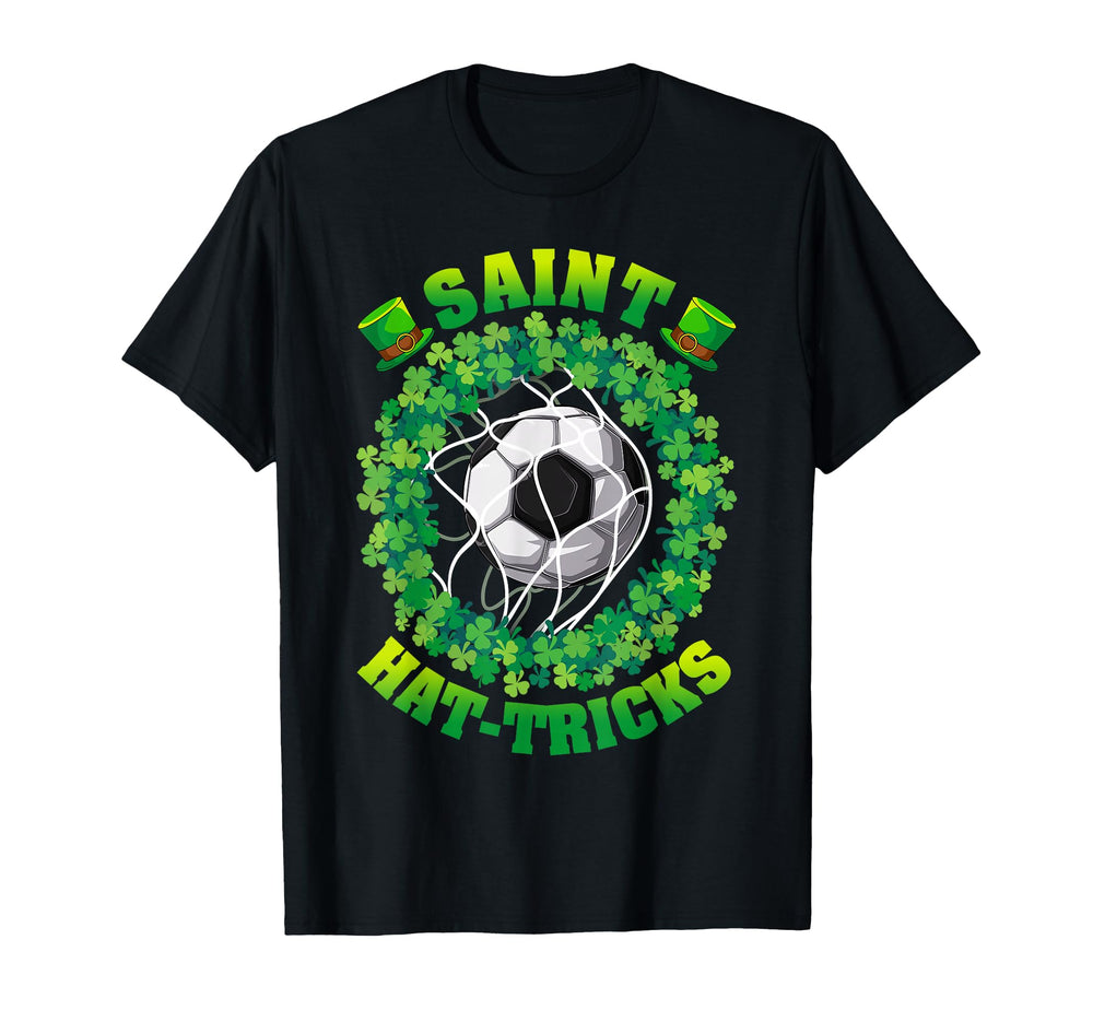 Saint Hat Trick Soccer Ball Net Shamrocks T-Shirt - Graphic Print Unisex