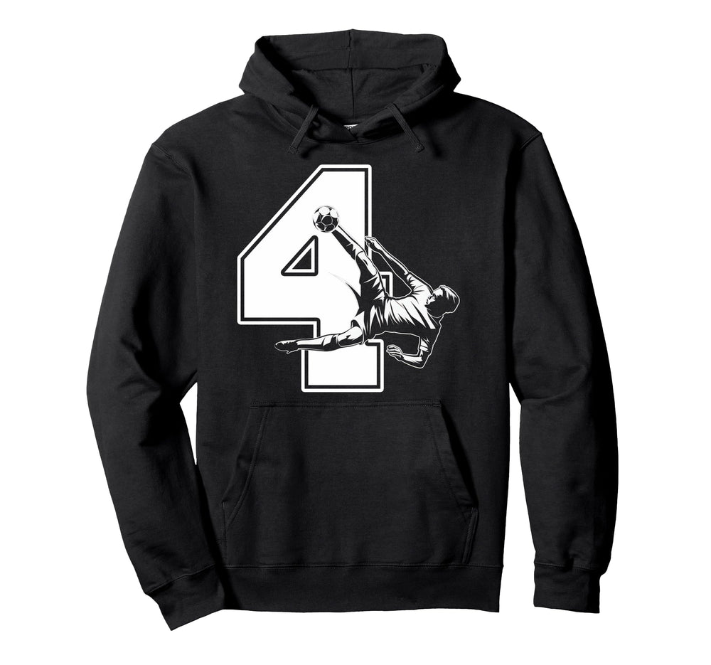 4 Soccer Birthday Gift Soccer Fan Sports Hoodie - Graphic Print Unisex