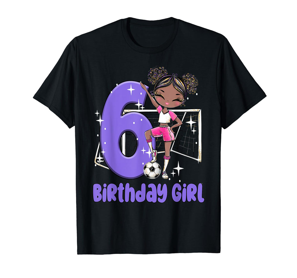 6Th Birthday Black Soccer Ball Net T-Shirt - Unique Graphic for Adults