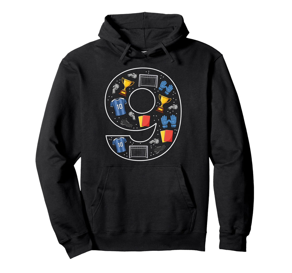 9Th Birthday 9 Year Old Football Hoodie - Aesthetic Graphic for Adults
