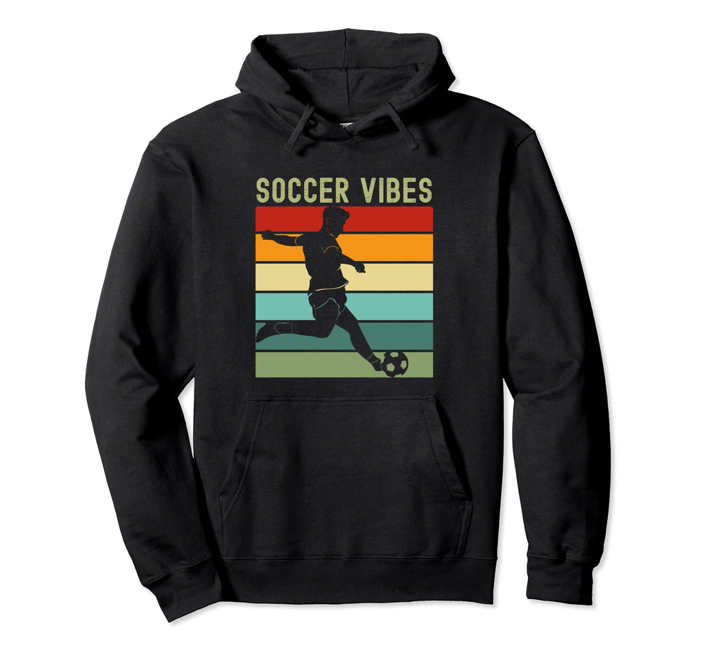 Soccer Vibes Soccer Player Stripes Sunset Hoodie - Trendy Graphic Unisex