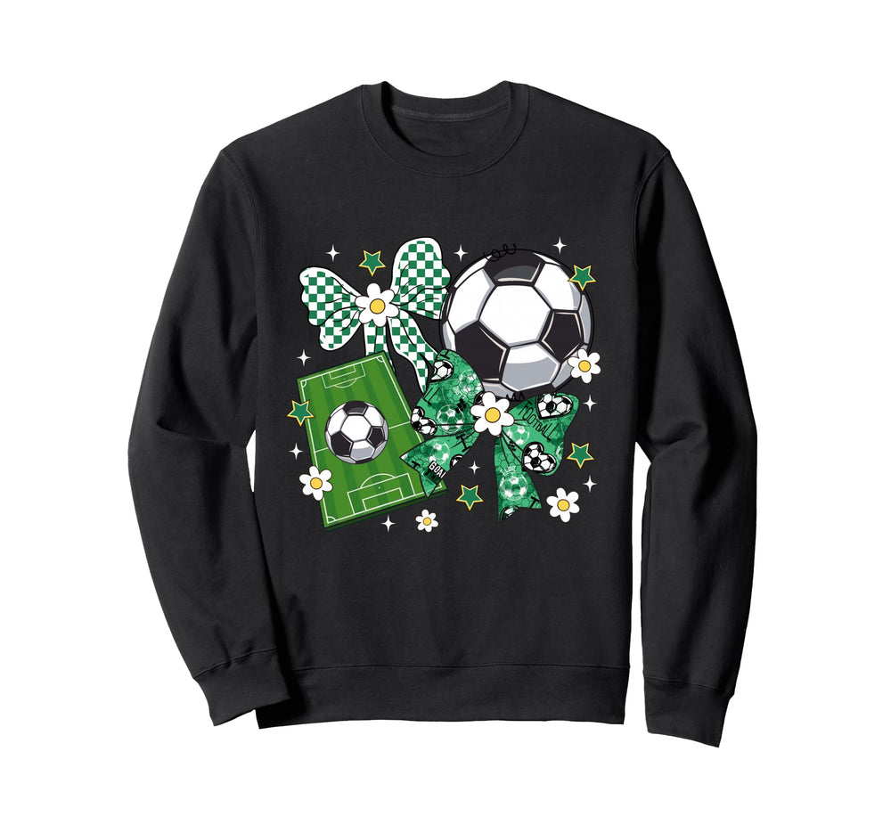 Bow Soccer Checkered Flowers Sweatshirt - Custom Art Print for Adults