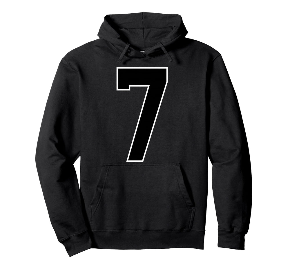 Black Sports Team Number 7 Fan Hoodie - Unique Graphic for Adults
