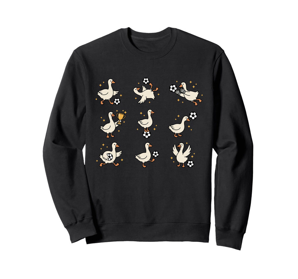 Silly Goose Playing Soccer Goalie Funny Sweatshirt - Unique Graphic Unisex