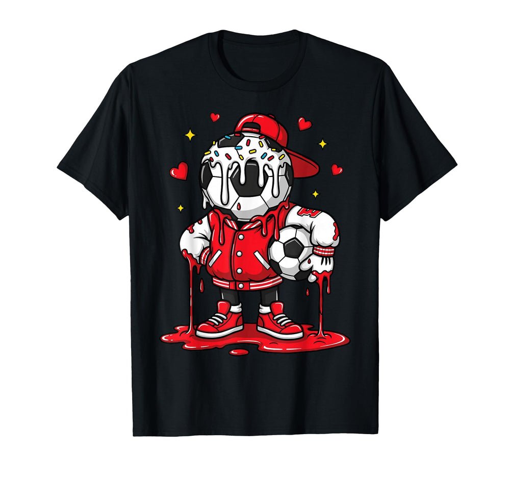 Valentines Day Dripping Soccer Candy T-Shirt - Novelty Apparel Men Women