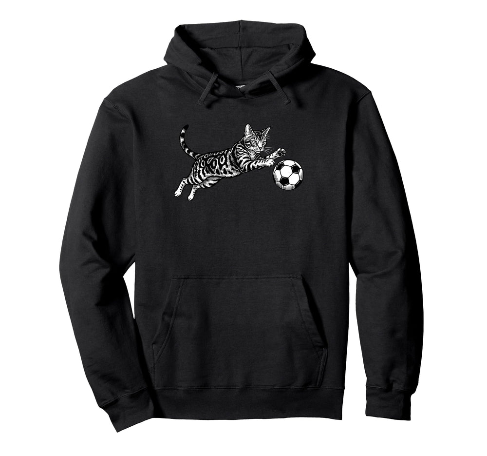 Soccer Cat Playing Ball Funny Kitten Hoodie - Custom Art Print Unisex