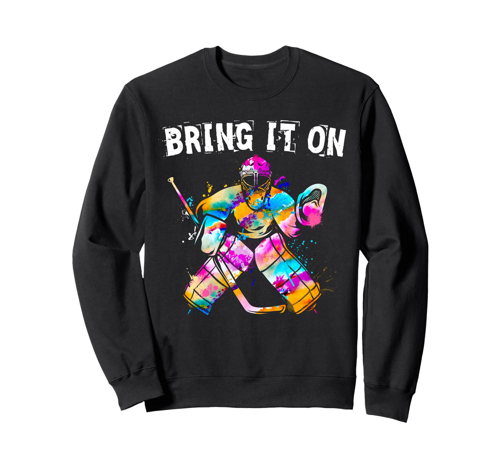 Ice Hockey Player Goalkeeper Ice Sweatshirt - Minimalist Print for Adults