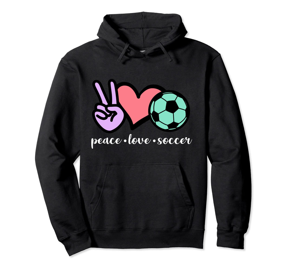 Peace Love Soccer Game Day Soccer Fan Hoodie - Trendy Graphic for Adults