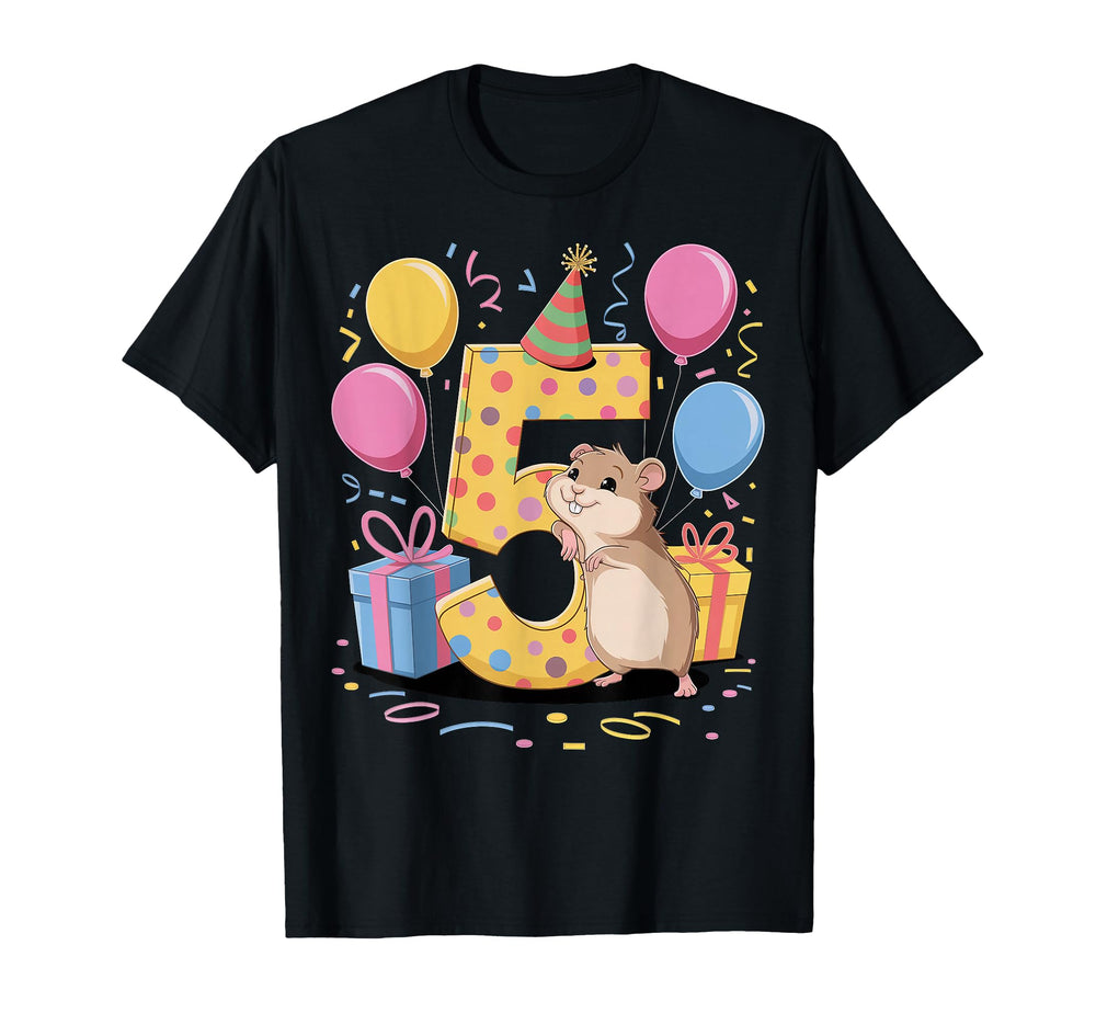 Hamster 5Th Birthday 5 Years Old Fifth T-Shirt - Custom Art Print Unisex
