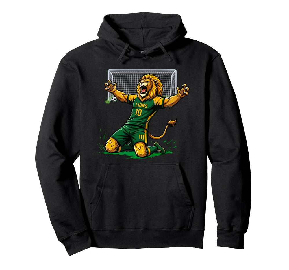 Lion Soccer Player Score Goal Knee Slide Hoodie - Trendy Graphic Men Women