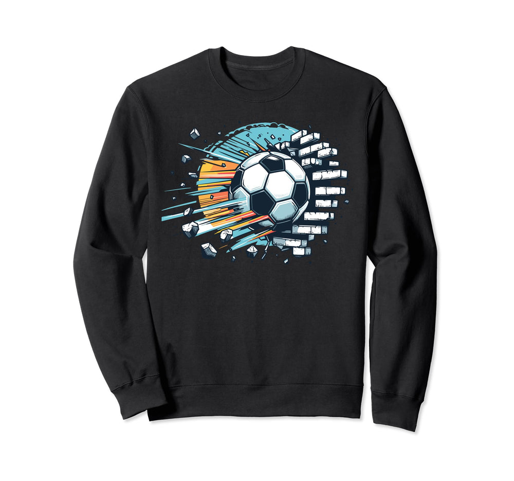 Soccer Ball Break Wall Soccer Sweatshirt - Aesthetic Graphic for Adults