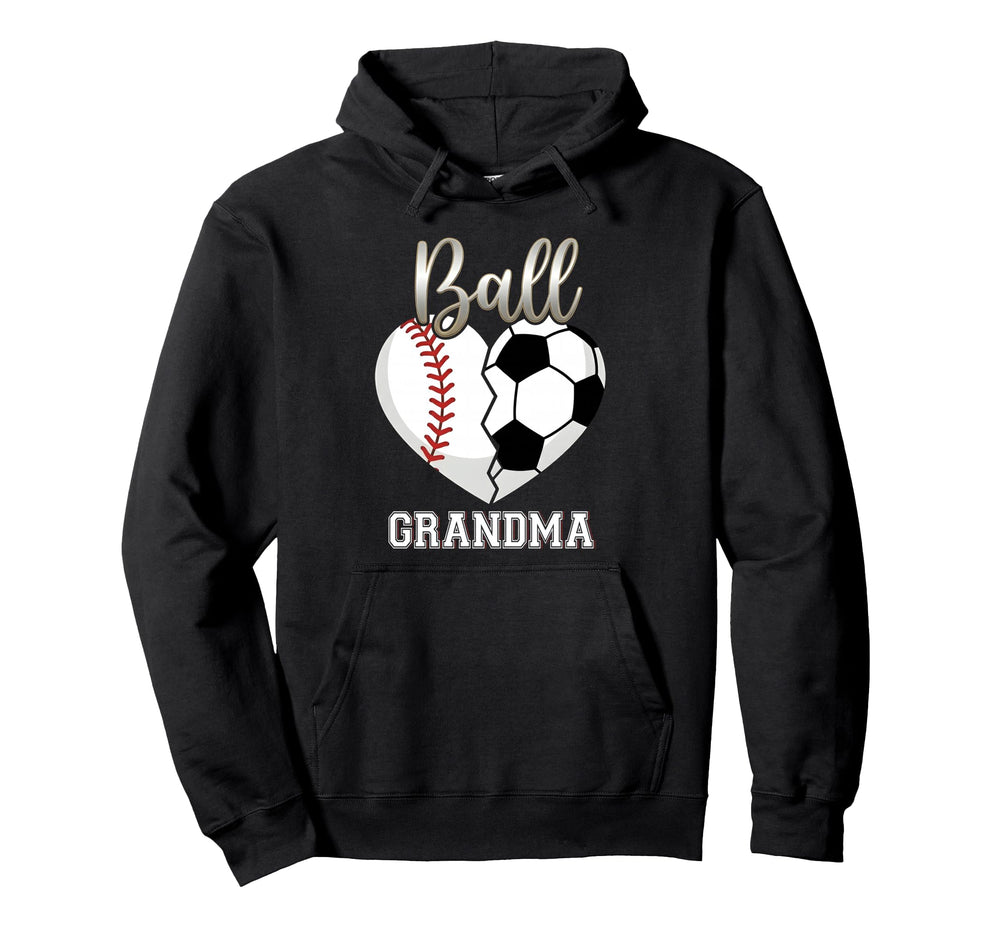 Ball Grandma Baseball Soccer Heart Hoodie - Minimalist Print Unisex